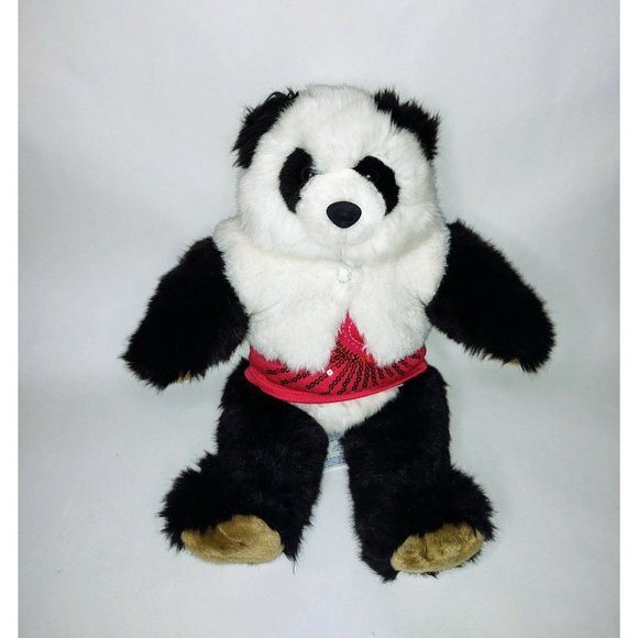 Build-A-Bear Other - Build a Bear BABW Panda 16" with glitter fur jacket red heart embroider tshirt